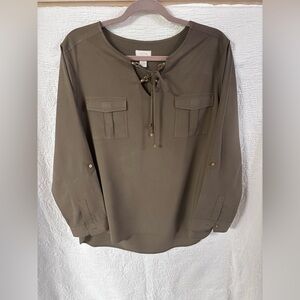 Chico’s women’s tie neck shirt with pockets